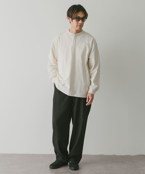 URBAN RESEARCH DOORS（アーバンリサーチドアーズ）の「配色stヘンリーネックロングスリーブTシャツ（Tシャツ/カットソー・メンズ・モカ/オフホワイト/ブルー・MEDIUM/LARGE）」の10枚目の写真