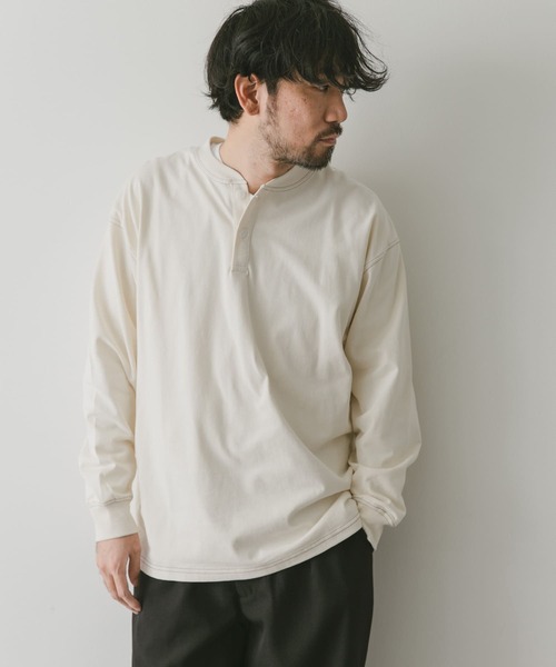 URBAN RESEARCH DOORS（アーバンリサーチドアーズ）の「配色stヘンリーネックロングスリーブTシャツ（Tシャツ/カットソー・メンズ・モカ/オフホワイト/ブルー・MEDIUM/LARGE）」の14枚目の写真