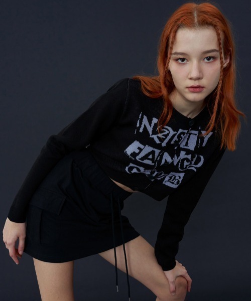 FANCY CLUB（ファンシークラブ）の「A'GEM/9 × .kom『 FANCY CLUB/ファンシークラブ』 FANCY STAMP CROP CARDIGAN/スタンプクロップカーディガン（カーディガン/ボレロ・レディース・ブラック/ブルー・FREE）」の7枚目の写真