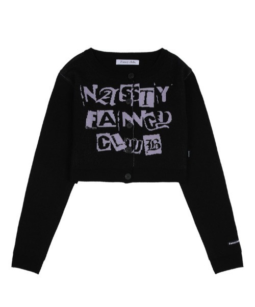 FANCY CLUB（ファンシークラブ）の「A'GEM/9 × .kom『 FANCY CLUB/ファンシークラブ』 FANCY STAMP CROP CARDIGAN/スタンプクロップカーディガン（カーディガン/ボレロ・レディース・ブラック/ブルー・FREE）」の8枚目の写真
