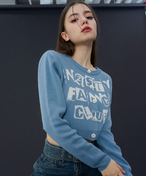 FANCY CLUB（ファンシークラブ）の「A'GEM/9 × .kom『 FANCY CLUB/ファンシークラブ』 FANCY STAMP CROP CARDIGAN/スタンプクロップカーディガン（カーディガン/ボレロ・レディース・ブラック/ブルー・FREE）」の14枚目の写真