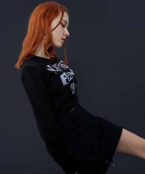 FANCY CLUB（ファンシークラブ）の「A'GEM/9 × .kom『 FANCY CLUB/ファンシークラブ』 FANCY STAMP CROP CARDIGAN/スタンプクロップカーディガン（カーディガン/ボレロ・レディース・ブラック/ブルー・FREE）」の16枚目の写真