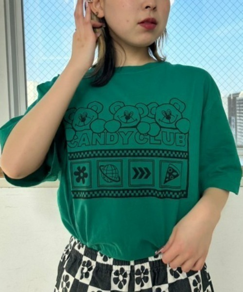 Candy Stripper(キャンディストリッパー)の「CANDY CLIB Tシャツ(Tシャツ/カットソー・レディース・ライトブルー/ブラック/オフホワイト/グリーン・2/3/4)」の1枚目の写真