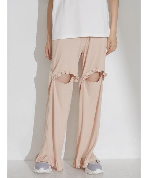 merry jenny(メリージェニー)の「フリルカットアウトリブパンツ(その他パンツ・レディース・ベージュ/グレー/ピンク・FREE)」の11枚目の写真