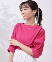 袖ボリューム綿混ブラウス