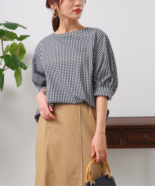 Chez toi(シェトワ)の「袖ボリューム綿混ブラウス(シャツ/ブラウス・レディース・ブルー/ピンク/イエロー/ブラック/オフホワイト・FREE)」の18枚目の写真