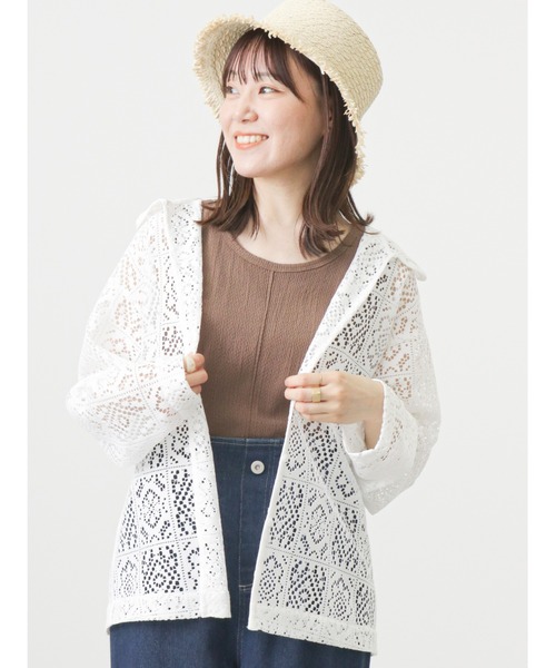 ehka sopo（エヘカソポ）の「ブロックレースシャツ（シャツ/ブラウス・レディース・ブラック/ベージュ/オフホワイト/イエロー・ﾌﾘ-）」の2枚目の写真