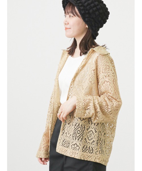 ehka sopo（エヘカソポ）の「ブロックレースシャツ（シャツ/ブラウス・レディース・ブラック/ベージュ/オフホワイト/イエロー・ﾌﾘ-）」の4枚目の写真
