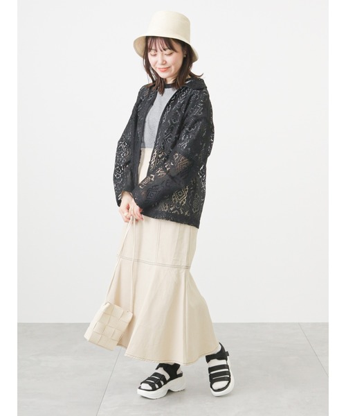 ehka sopo（エヘカソポ）の「ブロックレースシャツ（シャツ/ブラウス・レディース・ブラック/ベージュ/オフホワイト/イエロー・ﾌﾘ-）」の10枚目の写真