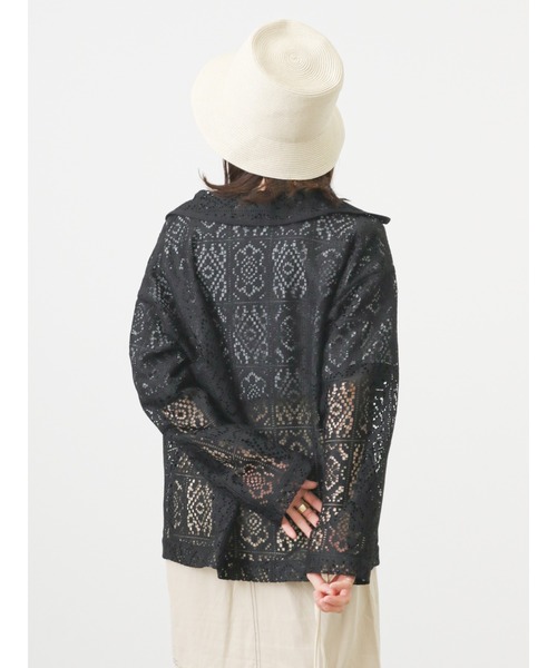 ehka sopo（エヘカソポ）の「ブロックレースシャツ（シャツ/ブラウス・レディース・ブラック/ベージュ/オフホワイト/イエロー・ﾌﾘ-）」の11枚目の写真