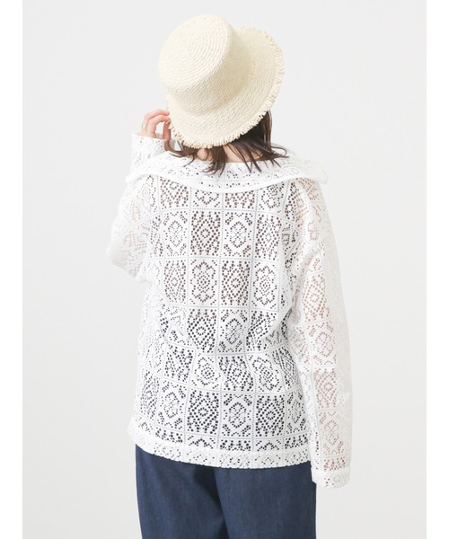 ehka sopo（エヘカソポ）の「ブロックレースシャツ（シャツ/ブラウス・レディース・ブラック/ベージュ/オフホワイト/イエロー・ﾌﾘ-）」の12枚目の写真