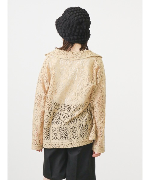 ehka sopo（エヘカソポ）の「ブロックレースシャツ（シャツ/ブラウス・レディース・ブラック/ベージュ/オフホワイト/イエロー・ﾌﾘ-）」の9枚目の写真