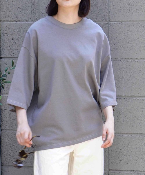 BROOKLYN OVERALL(ブルックリンオーバーオール)の「ヘムタックTシャツ(Tシャツ/カットソー・レディース・オフホワイト/ベージュ/アッシュグレー/ブラウン・FREE)」の2枚目の写真