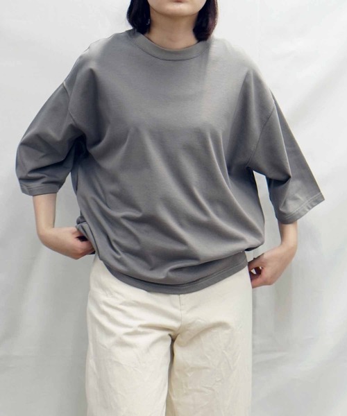 BROOKLYN OVERALL(ブルックリンオーバーオール)の「ヘムタックTシャツ(Tシャツ/カットソー・レディース・オフホワイト/ベージュ/アッシュグレー/ブラウン・FREE)」の8枚目の写真