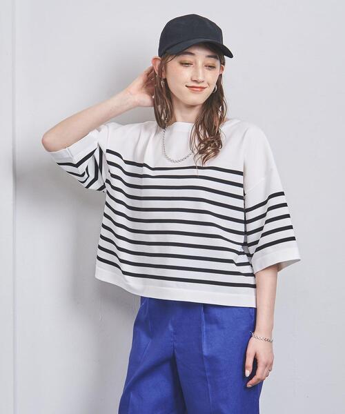 UNITED ARROWS(ユナイテッドアローズ)の「P ボーダー 5SL ニット(ニット/セーター・レディース・ブラック/ピンク/ホワイト・FREE)」の2枚目の写真