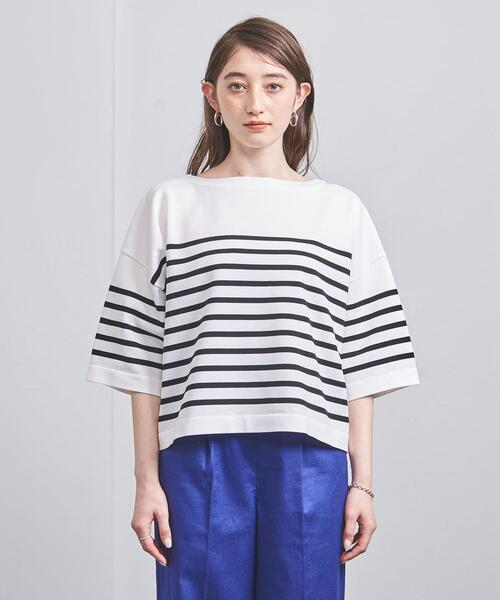 UNITED ARROWS(ユナイテッドアローズ)の「P ボーダー 5SL ニット(ニット/セーター・レディース・ブラック/ピンク/ホワイト・FREE)」の4枚目の写真