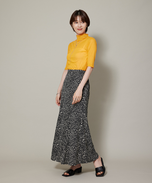 Jayro（ジャイロ）の「シアーリブ５分袖トップス（Tシャツ/カットソー・レディース・オフホワイト/ブラック/ピンク/オレンジ・FREE）」の22枚目の写真