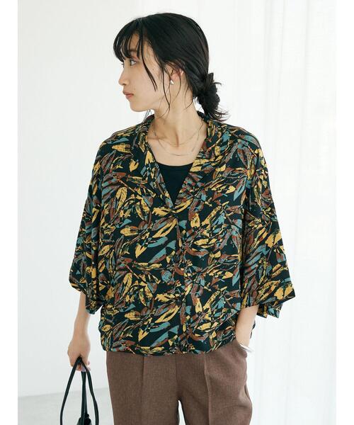 CRAFT STANDARD BOUTIQUE(クラフトスタンダードブティック)の「レーヨンワイドシャツ(シャツ/ブラウス・レディース・マスタード/グリーン/ブラック・FREE)」の7枚目の写真