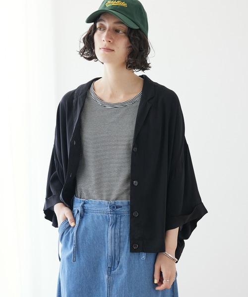 CRAFT STANDARD BOUTIQUE(クラフトスタンダードブティック)の「レーヨンワイドシャツ(シャツ/ブラウス・レディース・マスタード/グリーン/ブラック・FREE)」の2枚目の写真