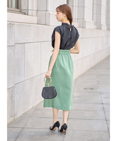 tocco closet(トッコ クローゼット)の「ポケット付きフロントファスナーストレッチオックスタイトスカート(スカート・レディース・ライトグレー/レッド/グリーン・M)」の5枚目の写真