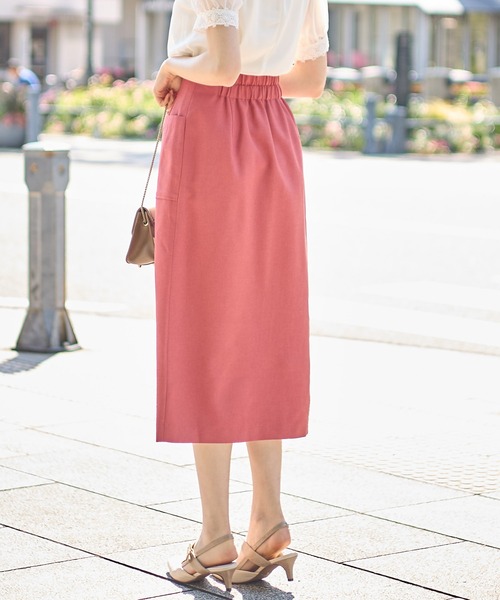 tocco closet(トッコ クローゼット)の「ポケット付きフロントファスナーストレッチオックスタイトスカート(スカート・レディース・ライトグレー/レッド/グリーン・M)」の10枚目の写真