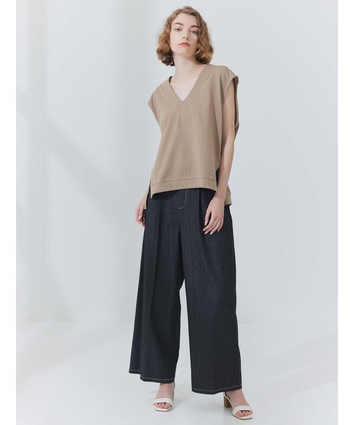 CEDNIE（セドニー）の「配色ステッチワイドデニムパンツ（その他パンツ・レディース・ブラック/ネイビー・S/M）」の8枚目の写真