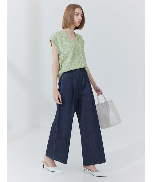 CEDNIE（セドニー）の「配色ステッチワイドデニムパンツ（その他パンツ・レディース・ブラック/ネイビー・S/M）」の10枚目の写真
