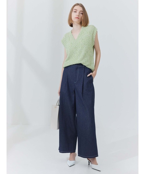 CEDNIE（セドニー）の「配色ステッチワイドデニムパンツ（その他パンツ・レディース・ブラック/ネイビー・S/M）」の12枚目の写真