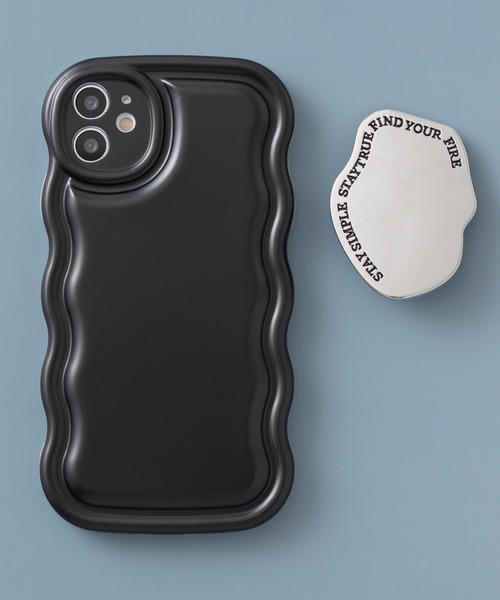 emonique（エモニーク）の「ブラケットホルダー付き うねうね メタリック/クリア iPhoneケース カバー 11/12/12pro/13/14/14pro/15/15pro（スマホケース/カバー・レディース・シルバー/ブラック/パープル/ゴールド/シルバー系その他・B/D/E/F/G/H/L/K）」の9枚目の写真