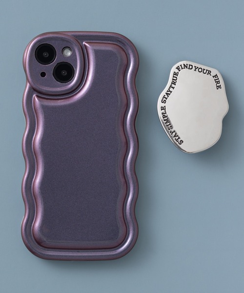 emonique（エモニーク）の「ブラケットホルダー付き うねうね メタリック/クリア iPhoneケース カバー 11/12/12pro/13/14/14pro/15/15pro（スマホケース/カバー・レディース・シルバー/ブラック/パープル/ゴールド/シルバー系その他・B/D/E/F/G/H/L/K）」の15枚目の写真