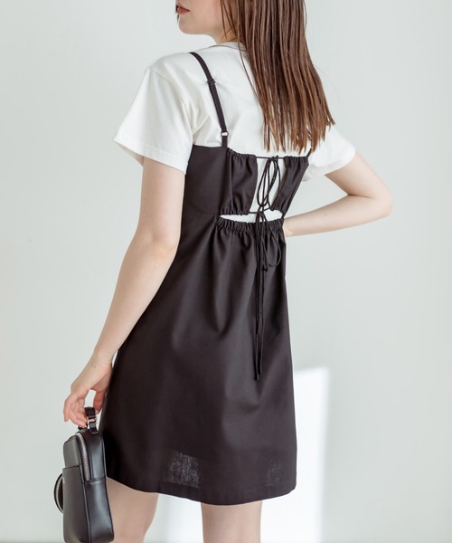 OLIVE des OLIVE（オリーブデオリーブ）の「ミニキャミワンピース　1031090610（ワンピース・レディース・チェック/ライム/ブラック・FREE）」の2枚目の写真