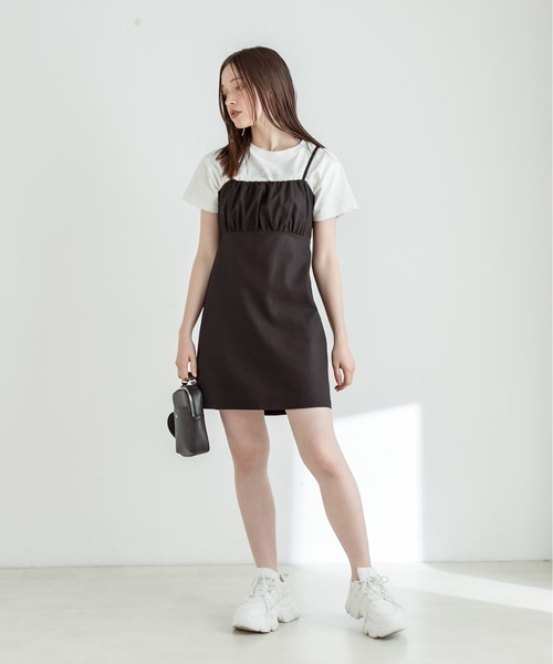 OLIVE des OLIVE（オリーブデオリーブ）の「ミニキャミワンピース　1031090610（ワンピース・レディース・チェック/ライム/ブラック・FREE）」の4枚目の写真