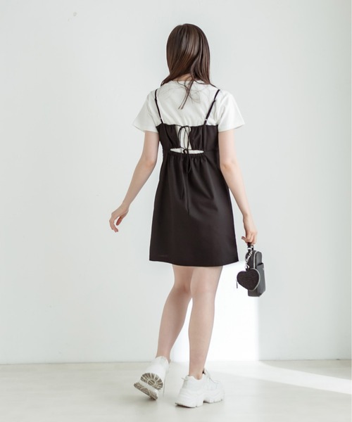 OLIVE des OLIVE（オリーブデオリーブ）の「ミニキャミワンピース　1031090610（ワンピース・レディース・チェック/ライム/ブラック・FREE）」の6枚目の写真