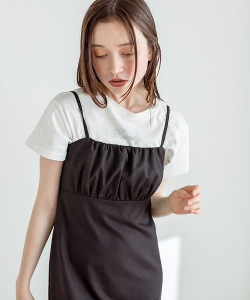 OLIVE des OLIVE（オリーブデオリーブ）の「ミニキャミワンピース　1031090610（ワンピース・レディース・チェック/ライム/ブラック・FREE）」の10枚目の写真
