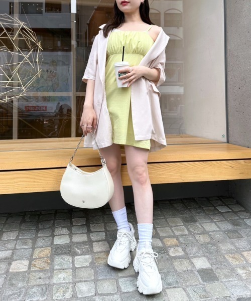 OLIVE des OLIVE（オリーブデオリーブ）の「ミニキャミワンピース　1031090610（ワンピース・レディース・チェック/ライム/ブラック・FREE）」の11枚目の写真