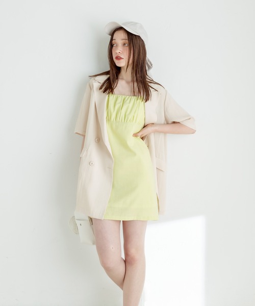 OLIVE des OLIVE（オリーブデオリーブ）の「ミニキャミワンピース　1031090610（ワンピース・レディース・チェック/ライム/ブラック・FREE）」の15枚目の写真