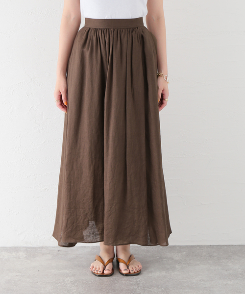 plage（プラージュ）の「Linen ギャザースリット スカート