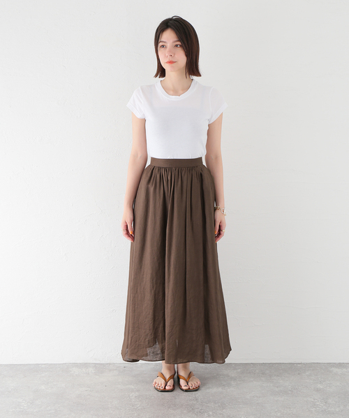 plage（プラージュ）の「Linen ギャザースリット スカート