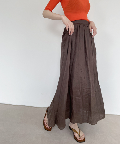 plage（プラージュ）の「Linen ギャザースリット スカート