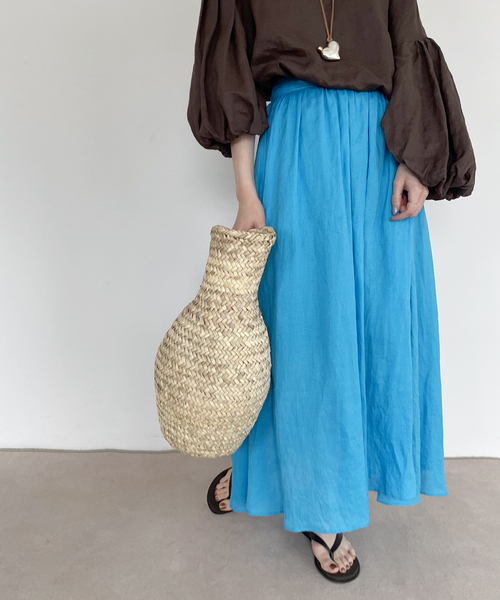 plage（プラージュ）の「Linen ギャザースリット スカート