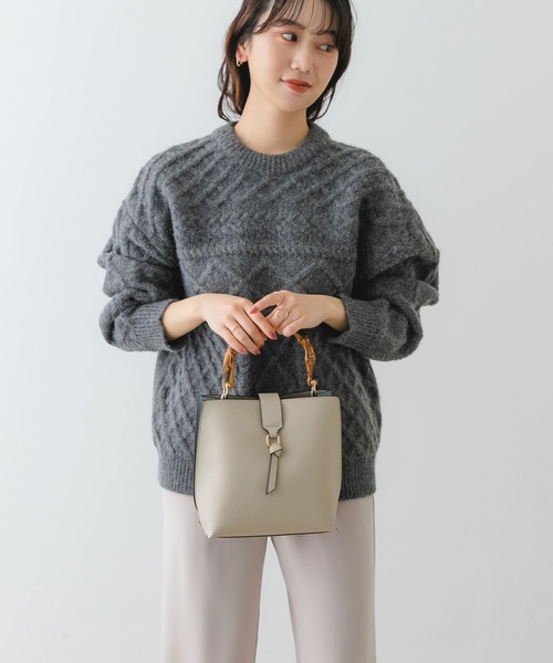 RODE SKO(ロデスコ)の「バンブー風バイカラーバッグ(ハンドバッグ・レディース・ホワイト/ブラック/ブルー/ブラウン系その他/ライトグレー・ONE)」の11枚目の写真