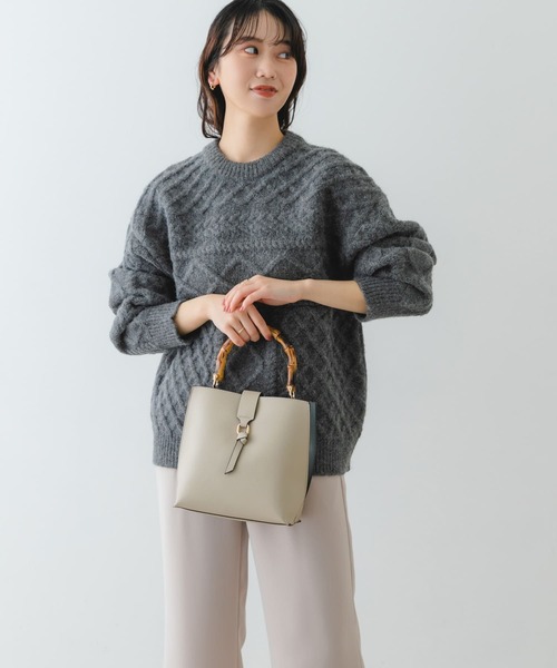 RODE SKO(ロデスコ)の「バンブー風バイカラーバッグ(ハンドバッグ・レディース・ホワイト/ブラック/ブルー/ブラウン系その他/ライトグレー・ONE)」の18枚目の写真