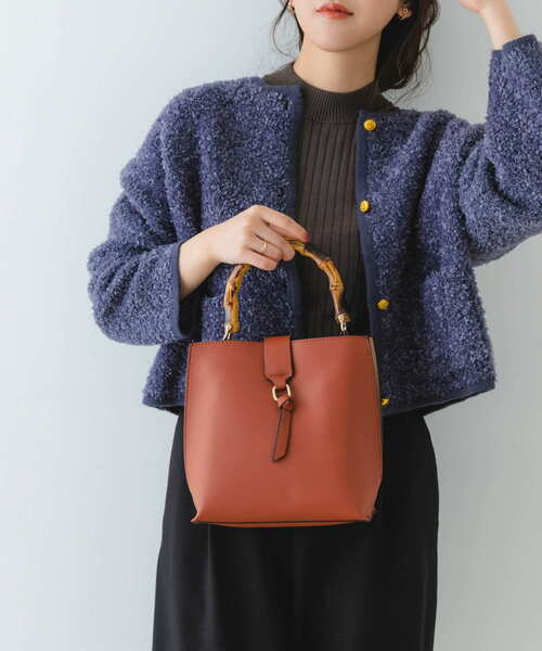 RODE SKO(ロデスコ)の「バンブー風バイカラーバッグ(ハンドバッグ・レディース・ホワイト/ブラック/ブルー/ブラウン系その他/ライトグレー・ONE)」の12枚目の写真