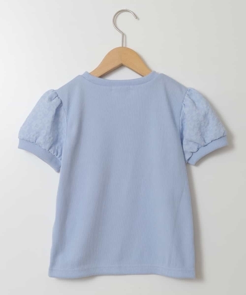 a.v.v（アーヴェヴェ）の「[160]【セットアップ対応】パフスリーブ異素材Ｔシャツ（Tシャツ/カットソー・キッズ・ブラック/ホワイト/ライトブルー・160）」の5枚目の写真