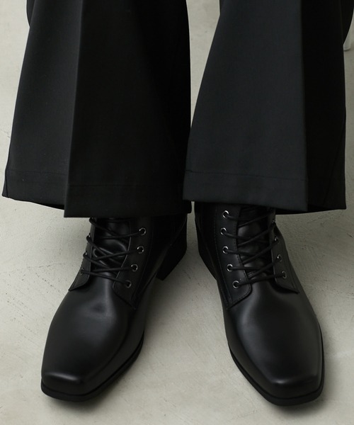 CALLNE】Squaretoe Real Leather Heelboots / スクエアトゥリアル