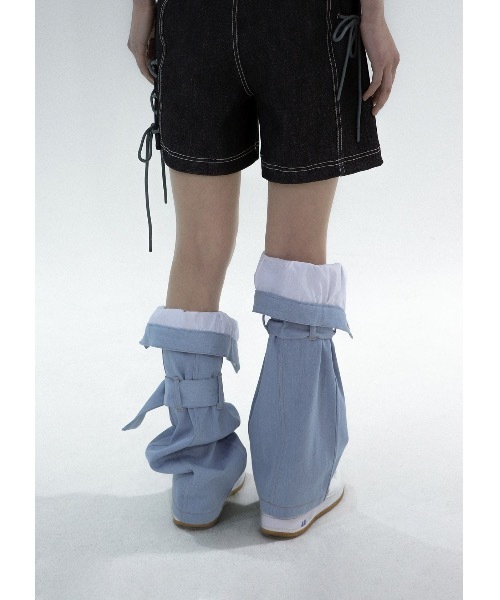 KONVINI（コンビニ）の「【SENIK 】デニム リボン ショーツ / Denim Ribbon Shorts（デニムパンツ・レディース・ブラック・SMALL）」の5枚目の写真