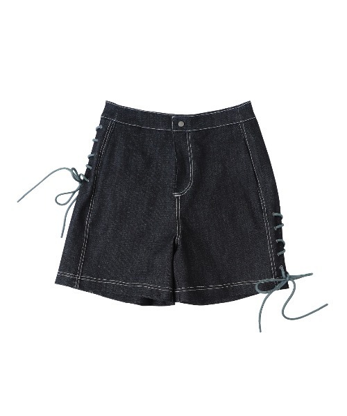 KONVINI（コンビニ）の「【SENIK 】デニム リボン ショーツ / Denim Ribbon Shorts（デニムパンツ・レディース・ブラック・SMALL）」の7枚目の写真