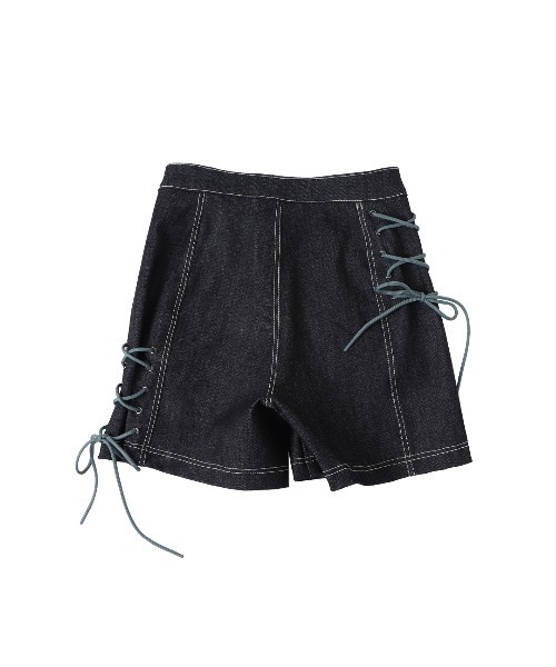 KONVINI（コンビニ）の「【SENIK 】デニム リボン ショーツ / Denim Ribbon Shorts（デニムパンツ・レディース・ブラック・SMALL）」の8枚目の写真