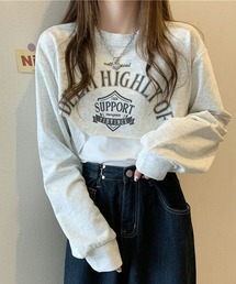 プリントショート丈トレーナー