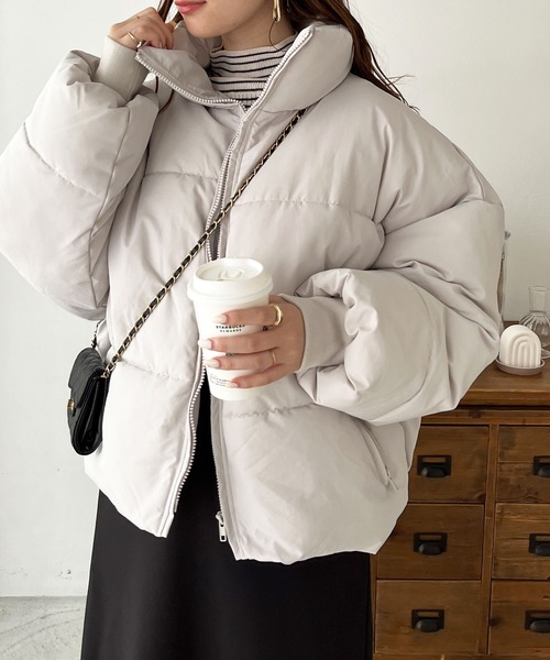 セール】スタンドカラーフェイクダウンジャケット（ダウンジャケット
